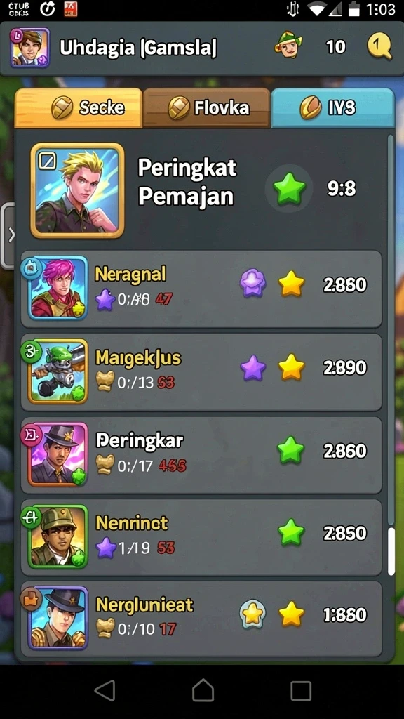 Menu permainan dengan berbagai pilihan menarik.