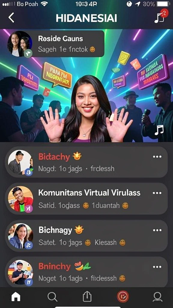 Fitur sosial memungkinkan interaksi dengan pemain lain.