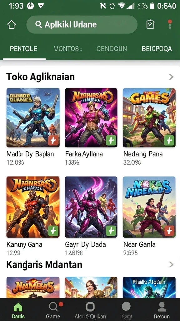 Tampilan halaman utama dengan pilihan permainan yang menarik.