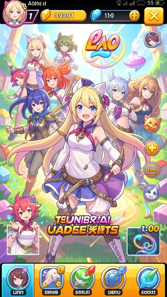 Screenshot menampilkan karakter-karakter lucu dalam game.
