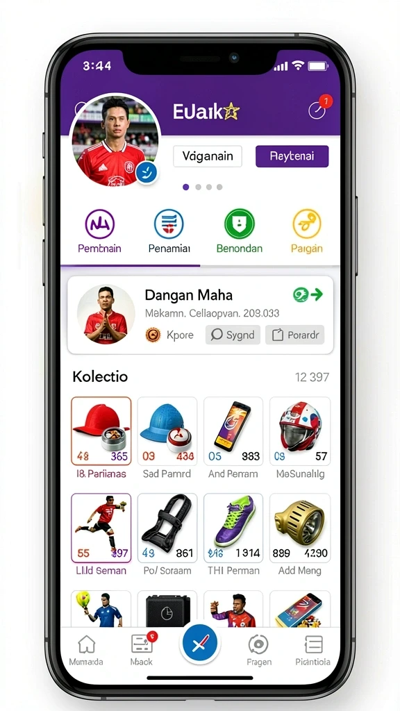 Tangkapan layar menunjukkan layar utama WATITOTO dengan karakter utama.